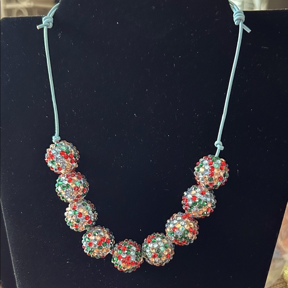 Colorful festival holidays Beaded Necklace leather cord adjustable - Picture 1 of 4